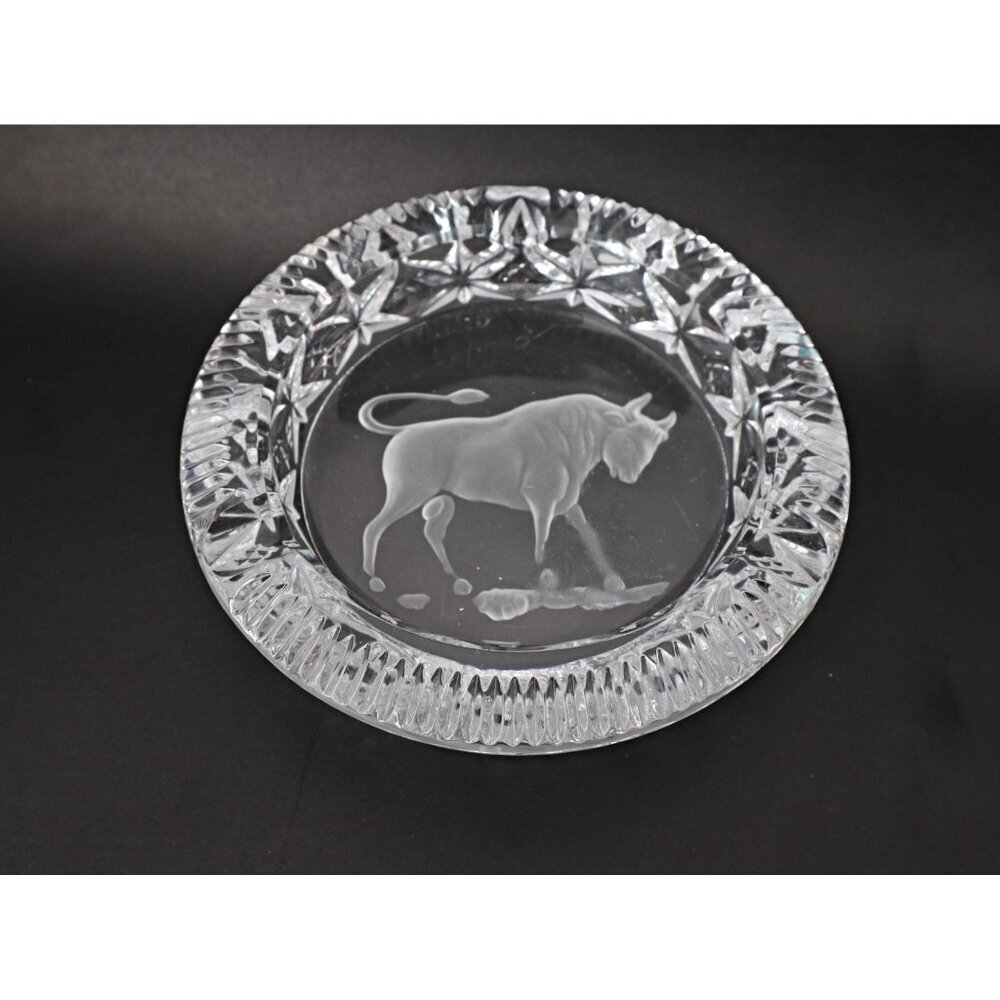 Vintage Crystal Ashtray Bull Taurus